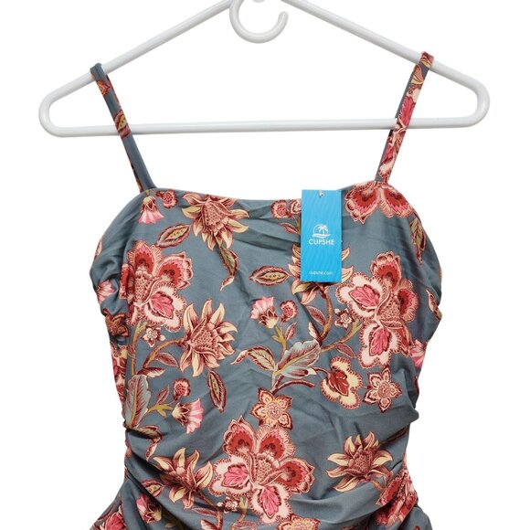 Cupshe Womens Floral Print One-Piece Swimsuit Adjustable Straps Blue Pink Size M - Picture 4 of 6